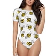 thumbnail image 2 of Fotbe Cute Little Bee Women's Crew Neck Short Sleeves Bodysuit Tops Round Neck Slim Sleeveless Soft Comfortable Basic-XX-Large, 2 of 7