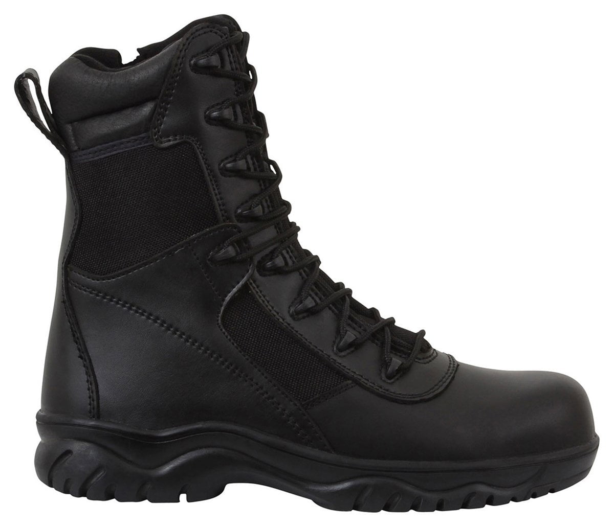 black steel toe boots with side zipper