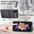 thumbnail image 5 of Phone Case for Samsung Galaxy Z Flip 4 5G Sculpture Geometrical Pattern Slim Phone Cover Premium Shockproof Matting Hard PU Back & Anti-Slip Microfiber Inner Strip Stand Protector - Black, 5 of 14