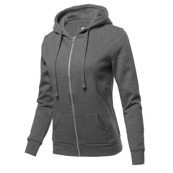 FashionOutfit Women's Solid Fleece Full Zip Hoodie