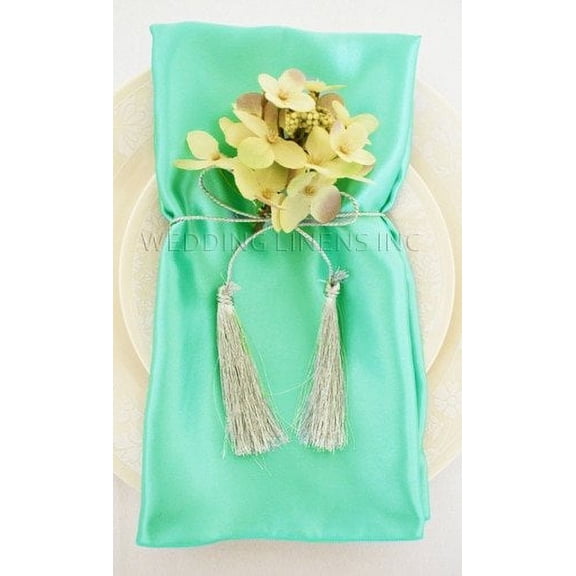 Wedding Linens Inc. (10pcs) 20'' x20" Satin Table Napkins for wedding Party Decoration events - Aqua Blue