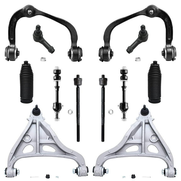 Detroit Axle - 2WD Front End 12pc Suspension Kit 2005-2008 Ford F-150 Lincoln Mark LT Base Payload, 4 Upper Lower Control Arms 2 Sway Bar Links 4 Tie Rods 2 Boots Replacement