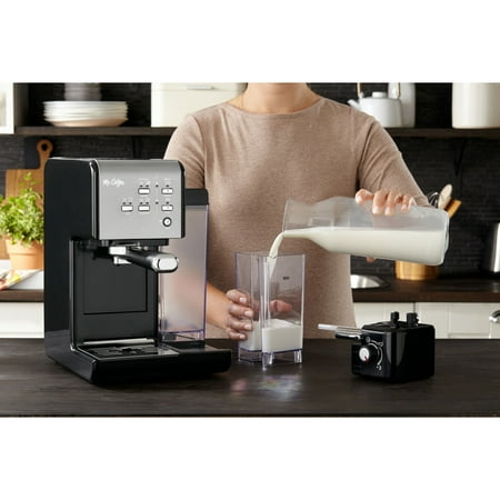 Mr. Coffee - One-Touch CoffeeHouse Espresso and Cappuccino Machine, Dark Stainless - Black