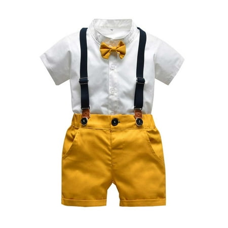 

Qufokar New Years Baby Boy Outfit 2023 Summer Baby Boy Baby Outfits Gentleman Shorts T-Shirt Tie Boys Bow Overalls Tops+Solid Boys Outfits&Set