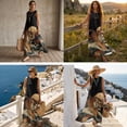 thumbnail image 3 of FOR U DESIGNS Tiger Flower Wave Moon Print Couple Outfits Linen-Like Button Down Shirt or Sleeveless Dress with Pockets for Parties Wedding Date, 3 of 7
