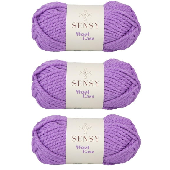3 Skeins of Sensy Wool Ease Yarn, 3.5 oz, 66 Yards, Gauge 6 Super Bulky (Lilac)