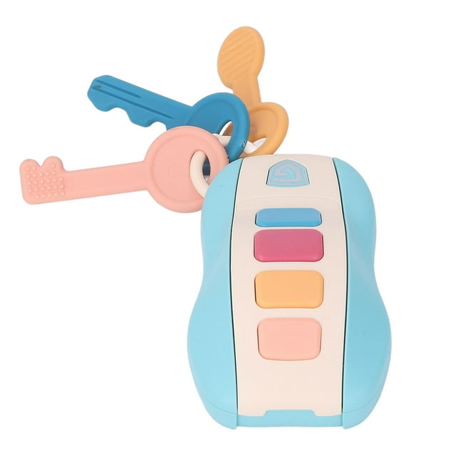 Kids Toy Car Keys, Smart Remote Key Toy Music Simulated Develop Creativity Sound With Hanging Rings For Home Play Red,Blue