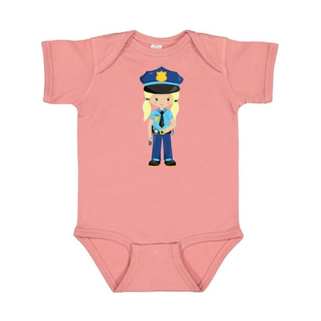 

Inktastic Cute Girl Police Girl Blonde Hair Police Uniform Gift Baby Girl Bodysuit