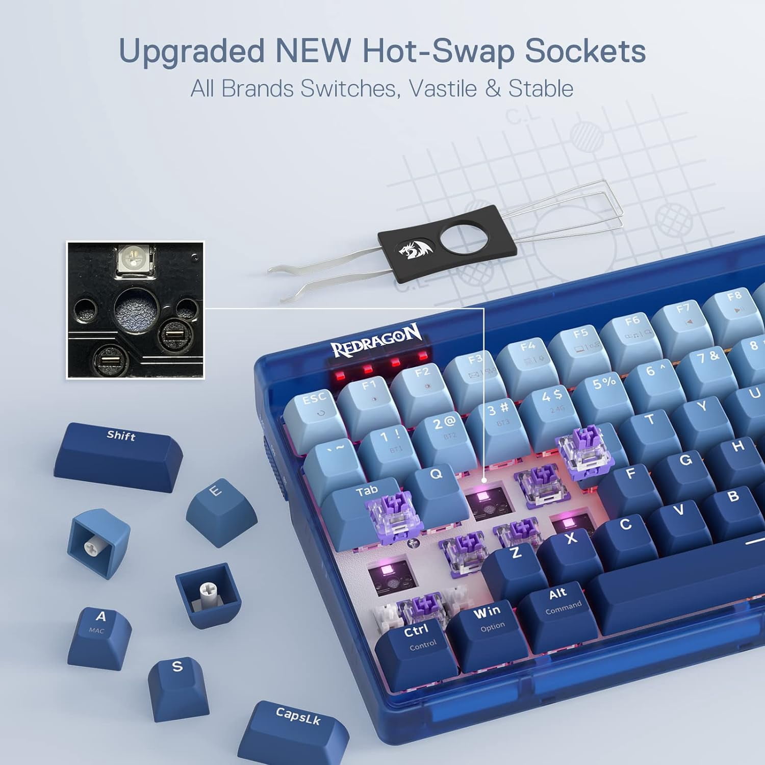 Redragon K656 2.4G Bluetooth Wired Keyboard with Hot-Swappable Design