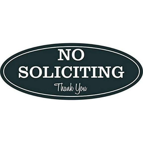 Oval No Soliciting Sign (Black) Small