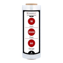 SSBM Cast Hand Stretch Wrap 18" x 2000' 4 Rolls 60 Gauge Clear Plastic Shrink Film for Packing Moving Packaging and Wrapping