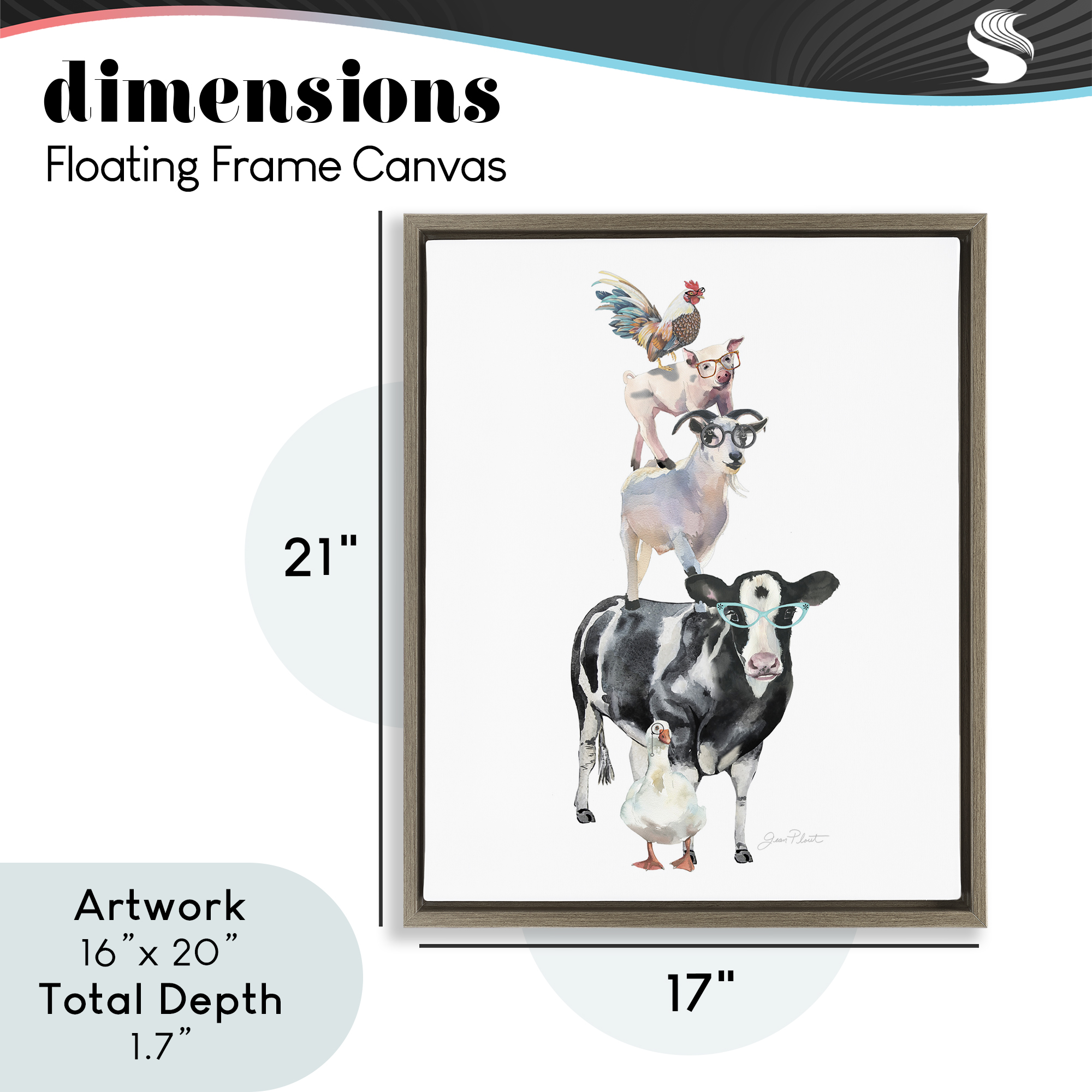 Farm Animal Family Brown Framed Floater Canvas Wall Art, design by Jean Plout