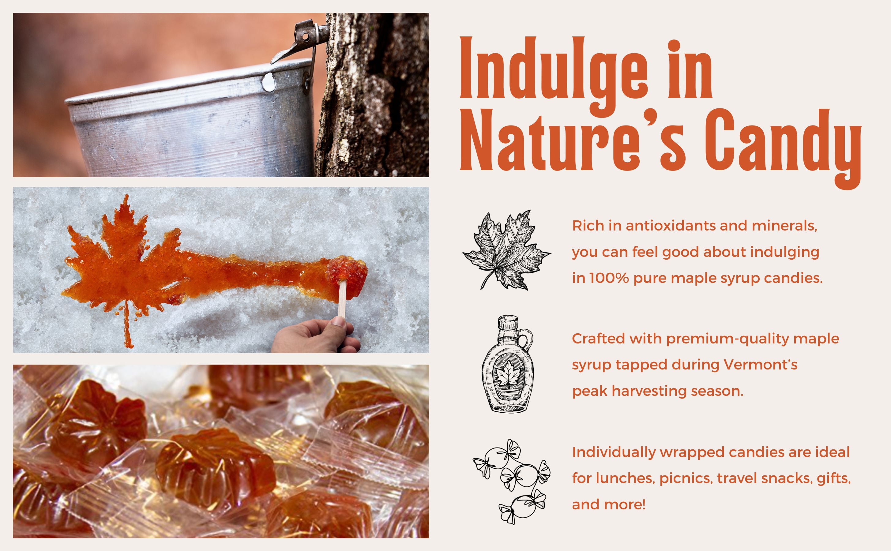 Maple Drops Hard Candy- 1.5lb Bulk Bag Of Maple Sugar Candy- Maple Syrup Candy- Maple Leaf Candy -Maple Hard Candy- Maple Candy From Vermont