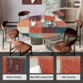 thumbnail image 4 of Boho Geometric Vintage Round Fitted Tablecloth with Elastic Edge, Retro Plaid Gingham Waterproof Table Cover, Indoor Outdoor Table Cloth for Kitchen Dinner, Outdoor, Picnic, 45''''-52'''', 4 of 6