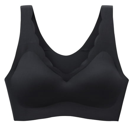 

TOWED22 Womens Wireless Bras Compression Wirefree High Support Bra for Women S to Plus Size Everyday Wear Exercise and Offers Back Support Black XL