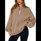 thumbnail image 3 of Sudaderas Oversize con Cremallera para Mujer, Moda de Otoño, Abrigos Casuales de Larga, Conjuntos de Invierno. Caqui XXL, 3 of 10