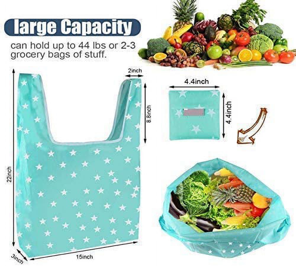 Miumaeov 6Pcs Grocery Bags Reusable Colorful Foldable Shopping Bags Washable Lightweight Tote Bags - image 2 of 6