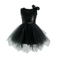 thumbnail image 1 of HXWCHs Robe à Carreaux Filles Couleur Unie Sans Manches Robe de Soirée avec Col Rond et Jupe Fluide pour Spectacles sur Scène Noir 3-4 Ans, 1 of 5