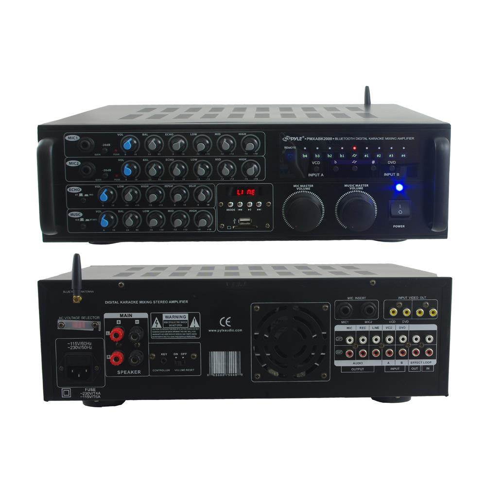 Pyle Pro PMXAKB2000 2000 watt Bluetooth Karaoke Amplifier, Black