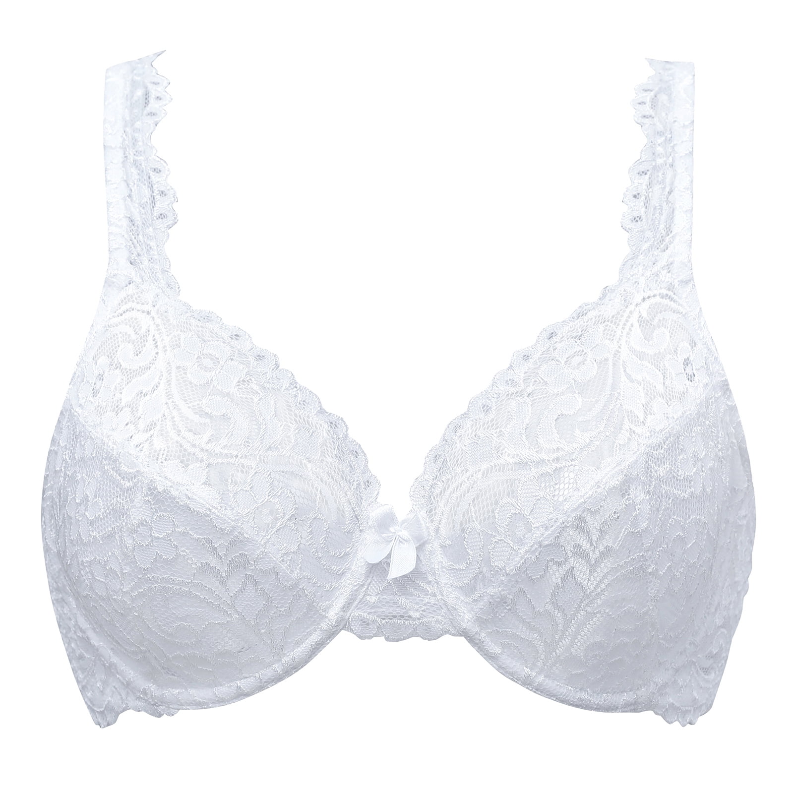 MELENECA Women's Full Coverage No Padding Plus Size Lace Underwire Bra  White 38C