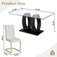 thumbnail image 3 of 7-Piece Glass Dining Table Set, 63" Rectangular Tempered Glass Table with 6 Stainless Steel PU Leather Cantilever Chairs, Stainless Steel Legs, for Dining Room, Living Room, Office, 3 of 6