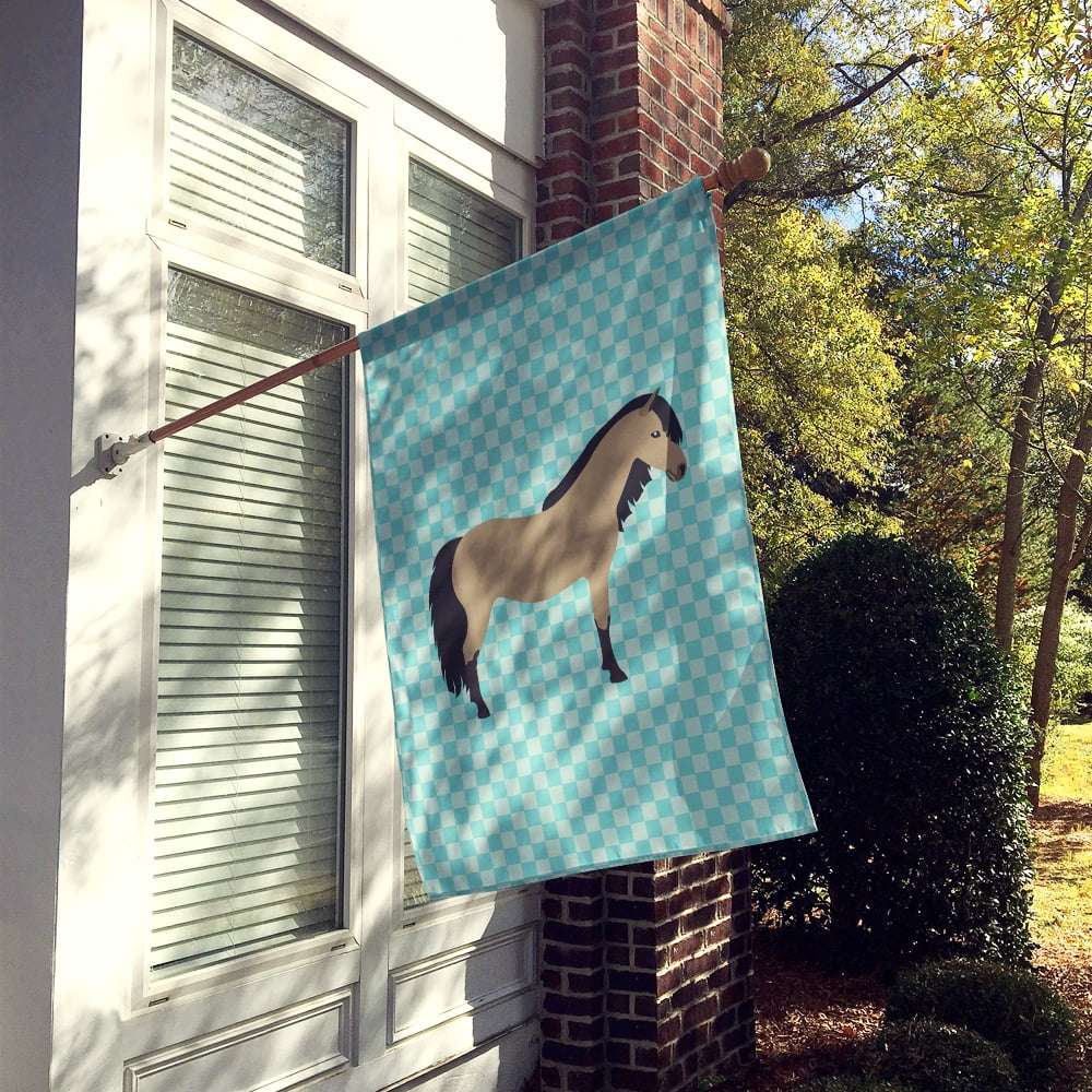 Caroline's Treasures BB8084CHF Welsh Pony Horse Blue Check Flag Canvas House Size , Large, multicolor