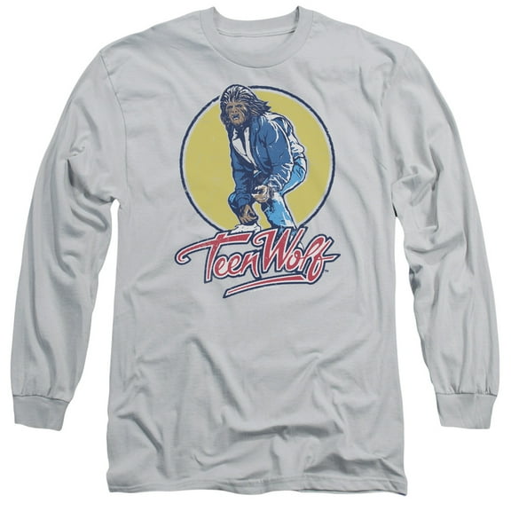 Teen Wolf Rockin Teen Wolf Long Sleeve Adult 18/1 T-Shirt Silver