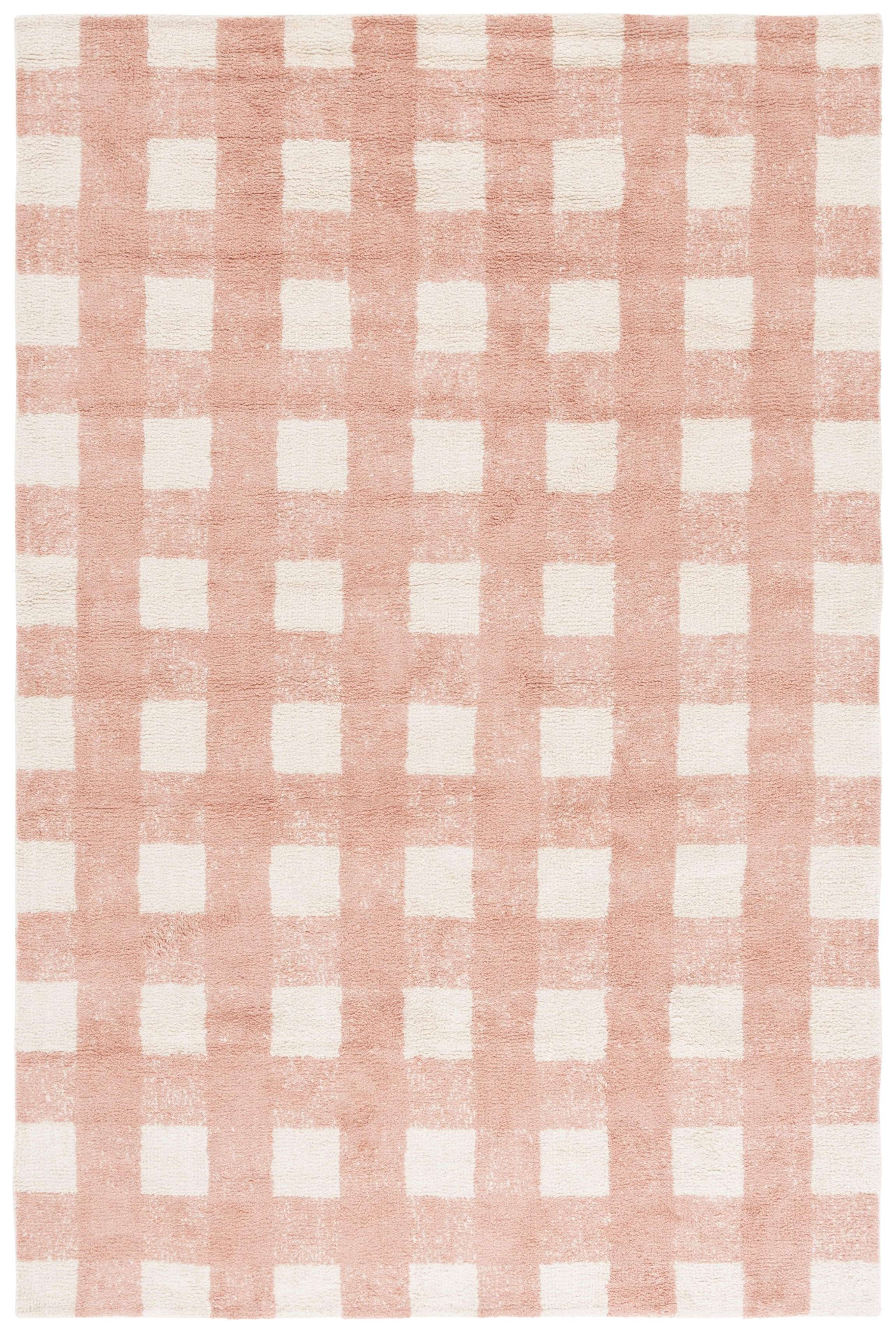 SAFAVIEH Easy Care Maggie Plaid Area Rug, Ivory/Rust, 4' x 6'