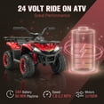 thumbnail image 2 of VIBESPARK 24V Ride on ATV for Kids Ages 3-6, 200W Four Wheeler Quad with 3.2 mph Max Speed, Colorful LED Lights, Music, 2 Storage Spaces, Ride On Toys for Boys Girls, Red, 2 of 7