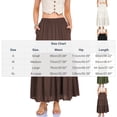 thumbnail image 3 of Women's Linen High Waisted Maxi Tiered Skirt Elastic Waist Flowy A-Line Long Skirt Breathable Lightweight Solid Boho Style Summer Vacation Beach Daily Wear, 3 of 9