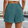 thumbnail image 6 of Gyujnb Women Casual Summer Shorts Double‑Layer Crinkle Gauze Drawstring Elastic Waist Shorts with Pockets,Blue, 6 of 8