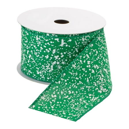 Melrose Speckle Christmas Wired Craft Ribbon - 2.5" x 10 Yards - Green and White - Set of 3