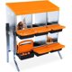 thumbnail image 1 of Orange 6 - hole chicken nesting boxes con legs y roll - away design, lid cover - durable poultry laying box para hens, 1 of 5