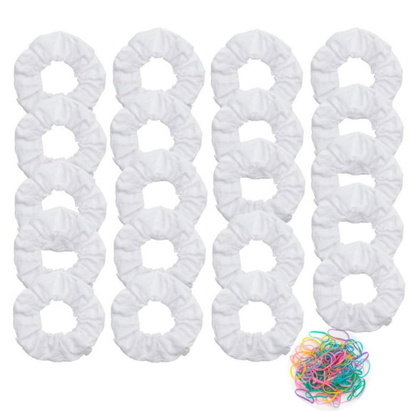 20 Pack White Scrunchies for Tie Dye Party Hair Elastic Hair Ties Pony Tail Holder for Women