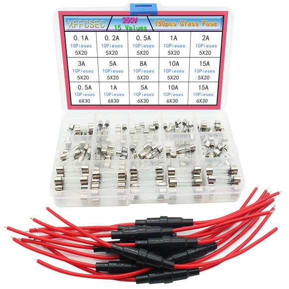 Kit de portafusibles XFFCSEC 18 AWG 5x20 mm, 150 piezas, 250 V