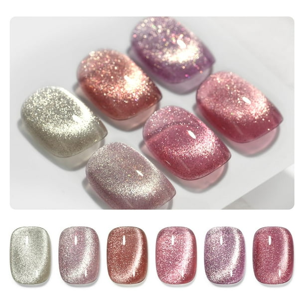 Set de esmaltes de uñas GAOY Glitter Cat Eye Gel Pink Galaxy 7,3 ml x6