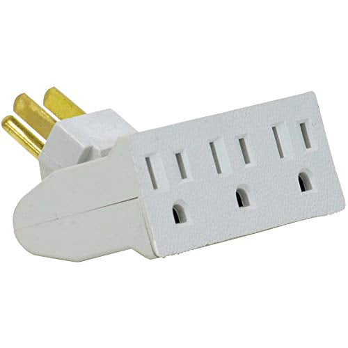 Globe Electric 46505 3-Outlet Lateral Swivel Grounded Wall Adapter Tap, White Finish