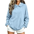thumbnail image 3 of Lcziwo Women Long Sleeve Solid Sweatshirt Peter Pan Collar Comfy Pullover Oversized Casual Fall Winter Outfits Blue,XL, 3 of 8