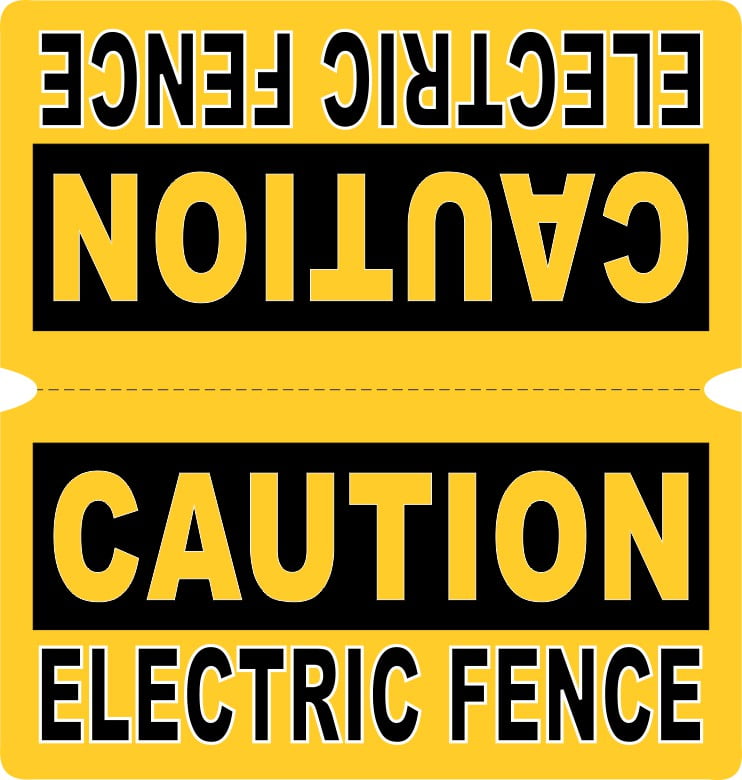 5in x 2.5in Fold Over Caution Electric Fence Sticker Vinyl Sign Stickers
