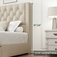 thumbnail image 2 of Breltam Platform Bed with 4 Storage Drawers, King Size Tufted Bed with Upholstered Headboard, Beige, 2 of 12