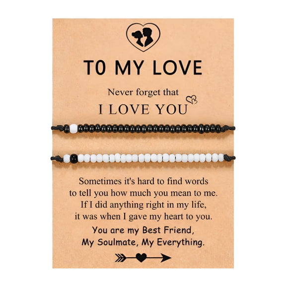 DESIGNICE Pinky Promise Matching Bracelet for Couples Soulmate Man Distance Relationship Gifts for Women Men Him Her Cute Couple Gifts