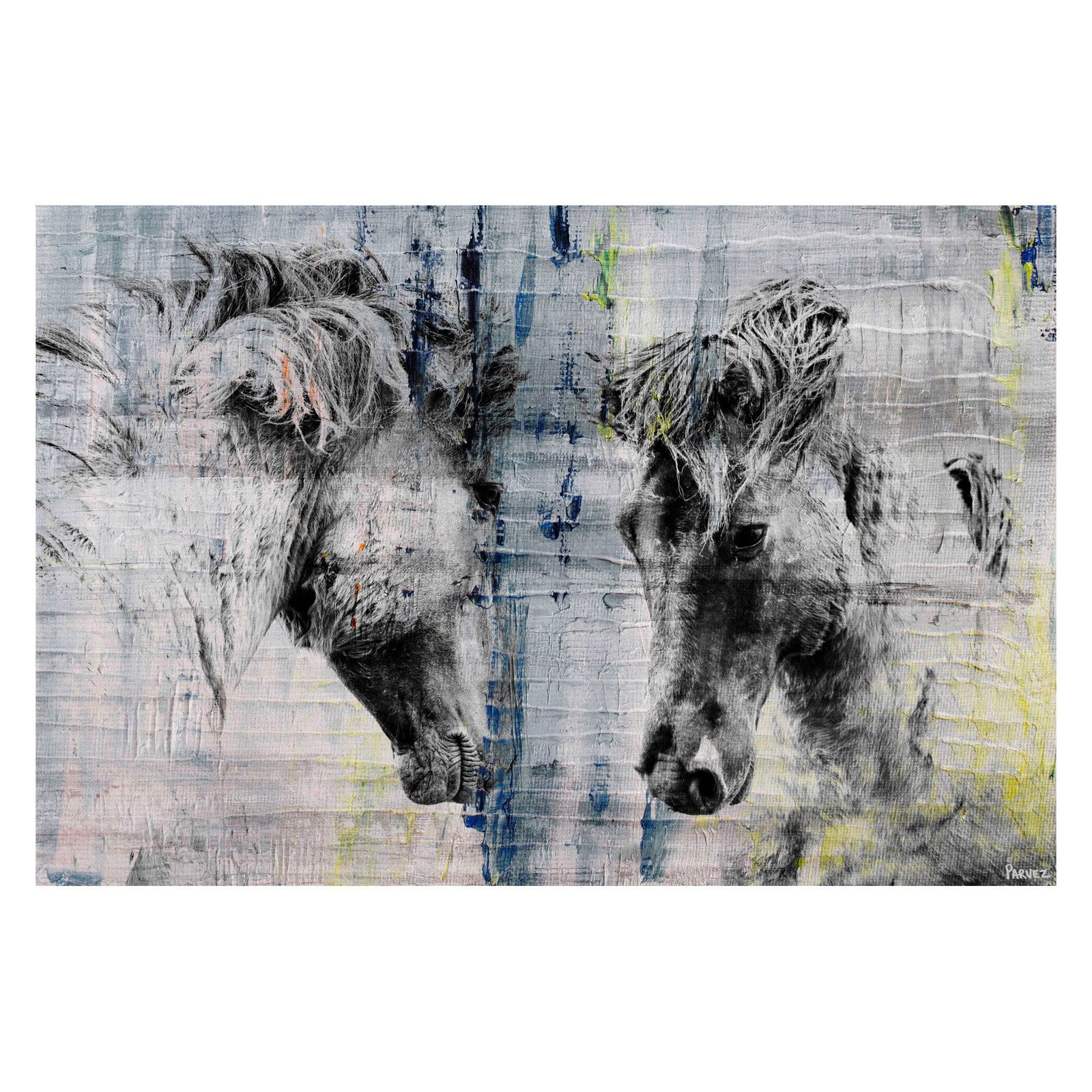 "Facing Horses" Painting Print on Wrapped Canvas