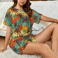 thumbnail image 4 of Fotbe Colorful Hawaii Palms Print Pajama Set for Women 2 Piece Loungewear Short Sleeve Tops and Shorts Set Soft Sleepwear-XX-Large, 4 of 7