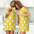 thumbnail image 4 of Hirioo Yellow And White Polka Dot for Women's Nightdress Comfortable Short Sleeve Nightwear Casual Sleep Dress, 4 of 6