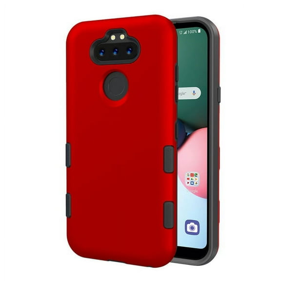 LG K31 /Aristo 5 /Fortune 3 Phone Case Dual Layers Hard & TPU Rubber Silicone Full Body Protective Hybrid Armor Heavy Duty Grip Bumper Shockproof Cover [RED] for LG Aristo 5, LG K31, LG Fortune 3
