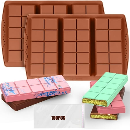 

Chocolate Bar Mold Silicone Rectangular Prism 2PCS 3 Bar Cavity Non-Stick Easy to Clean Reusable Microwave Oven Freezer Dishwasher Safe