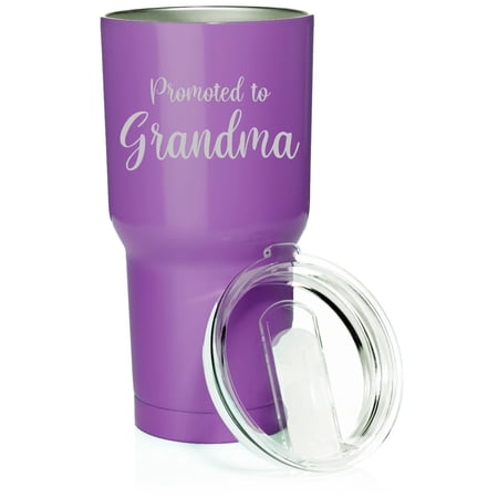 Smooth Body Tumbler Stainless Steel Vacuum Insulated Travel Mug Cup Gift Promoted To Grandma New Grandmother Pregnancy Announcement (Purple 30 oz)