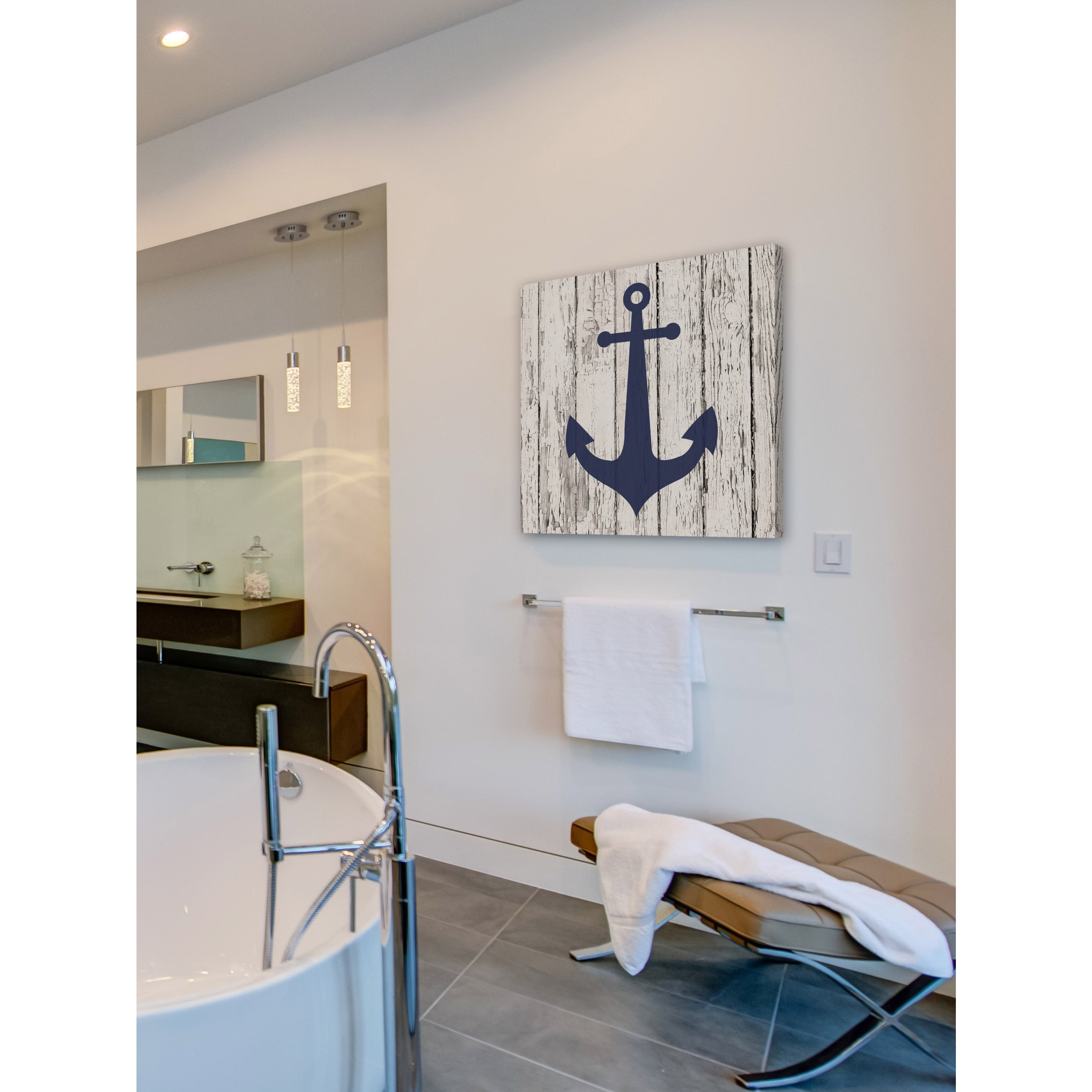 Marmont Hill Blue Anchor Painting Wall Art Print