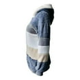 thumbnail image 4 of Women Fall Winter Warm Plush Hooded Coat Contrast Color Long Sleeve Zip Up Thick Cardigan Jacket, 4 of 5