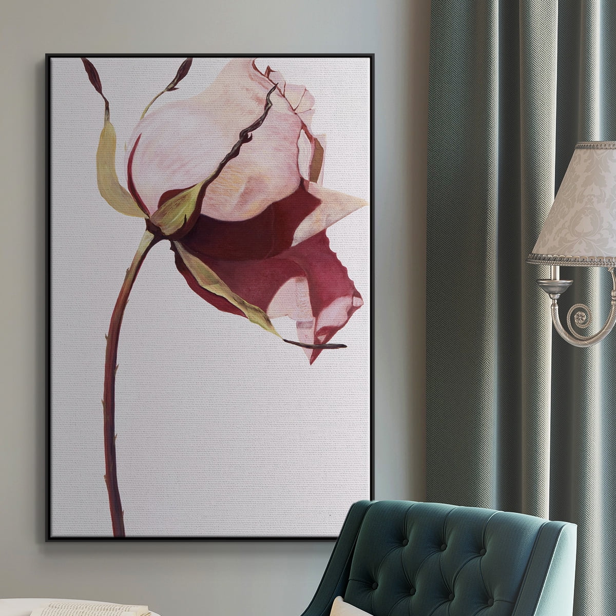 Love Is A Rose I Framed Premium Gallery Wrapped Canvas - Ready to Hang - 17 x 25 - Black Floating Frame